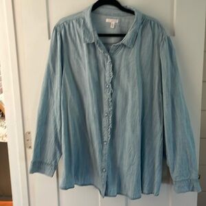 Ruffle denim shirt